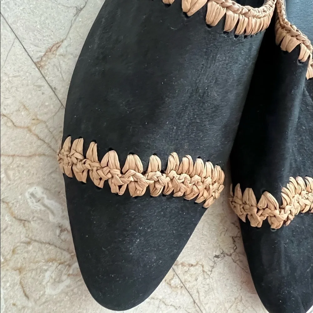Free People San Marino Black Suede Leather Mules Slides